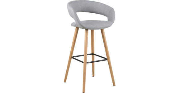BARHOCKER Flachgewebe Hellgrau - Eichefarben/Hellgrau, Design, Holz/Textil (55/89/46cm) - Carryhome
