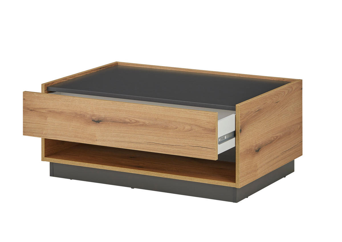 COUCHTISCH 90/60/38 cm rechteckig Anthrazit, Eichefarben  - Eichefarben/Anthrazit, Design, Holzwerkstoff (90/60/38cm) - Modante
