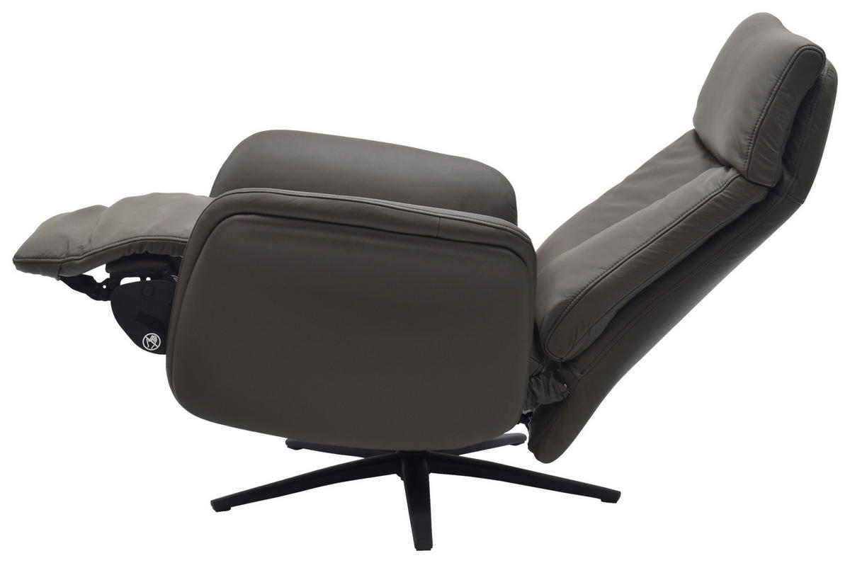 RELAXSESSEL Lederlook Echtleder    - Dunkelbraun/Schwarz, Design, Leder/Holz (75/109/84/148/84cm) - Livetastic