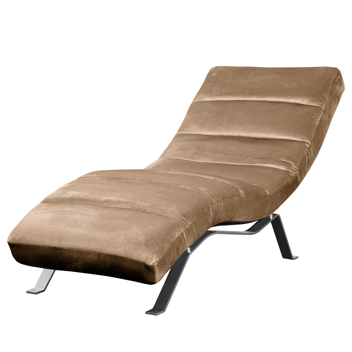 RELAXLIEGE SWING Samt Braun  - Silberfarben/Braun, Design, Textil/Metall (65/65-95/171cm) - Livetastic