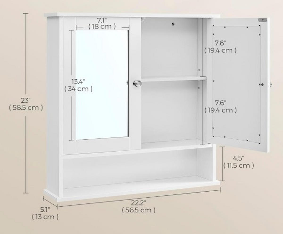 SPIEGELSCHRANK 56,2/58,5/13 cm  - Silberfarben/Weiß, Trend, Glas/Holzwerkstoff (56,2/58,5/13cm) - MID.YOU