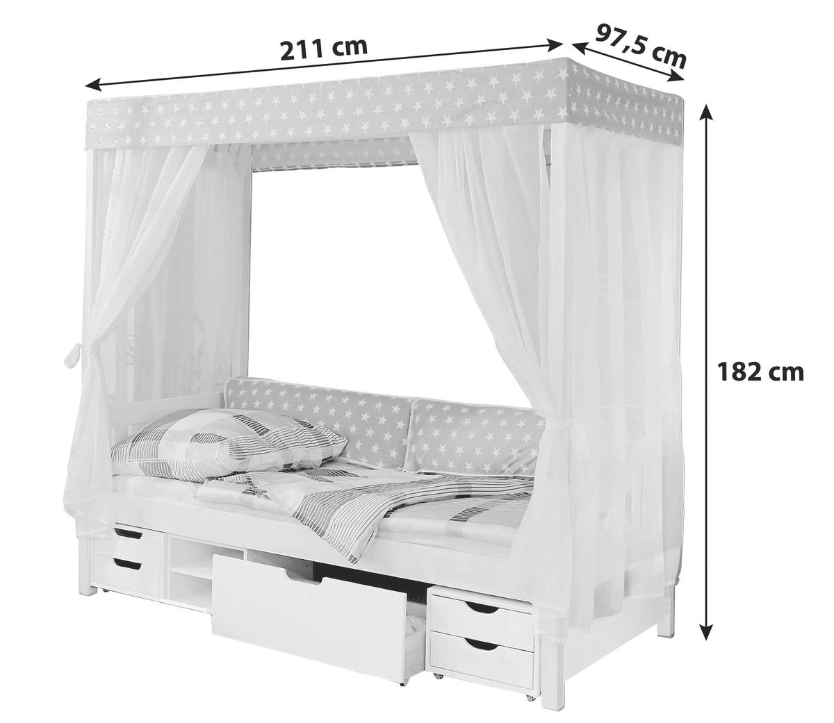 POSTEĽ S NEBESAMI, 90/200 cm ružová, biela - biela/ružová, Modern, drevo (90/200cm) - MID.YOU