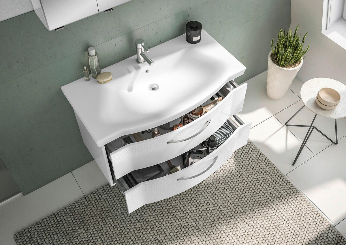 WASCHTISCHKOMBI 97 cm  - Chromfarben/Weiß Hochglanz, KONVENTIONELL, Keramik/Holzwerkstoff (97cm) - Pelipal