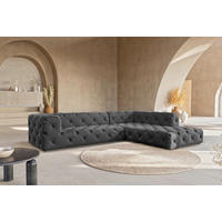 ECKSOFA Fresco in Samt Schwarz  325/228 cm  - Schwarz, Design, Kunststoff/Textil (325/228cm) - P & B