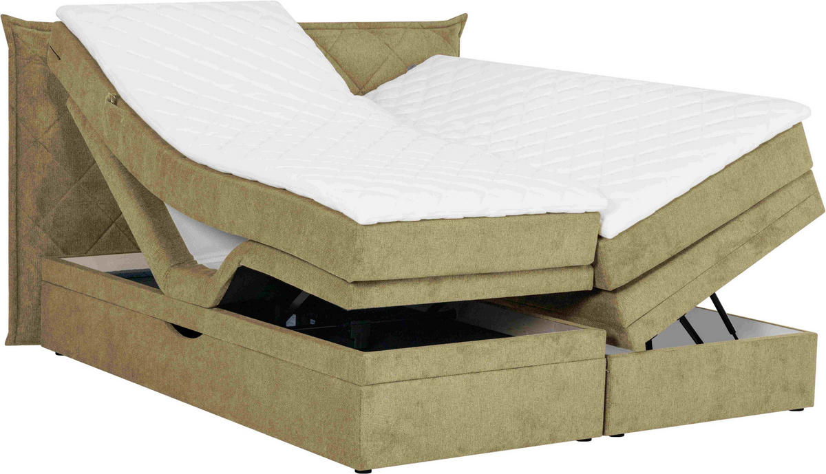 BOXSPRINGBETT 160/200 cm  in Olivgrün  - Schwarz/Olivgrün, Konventionell, Holz/Textil (160/200cm) - Welnova