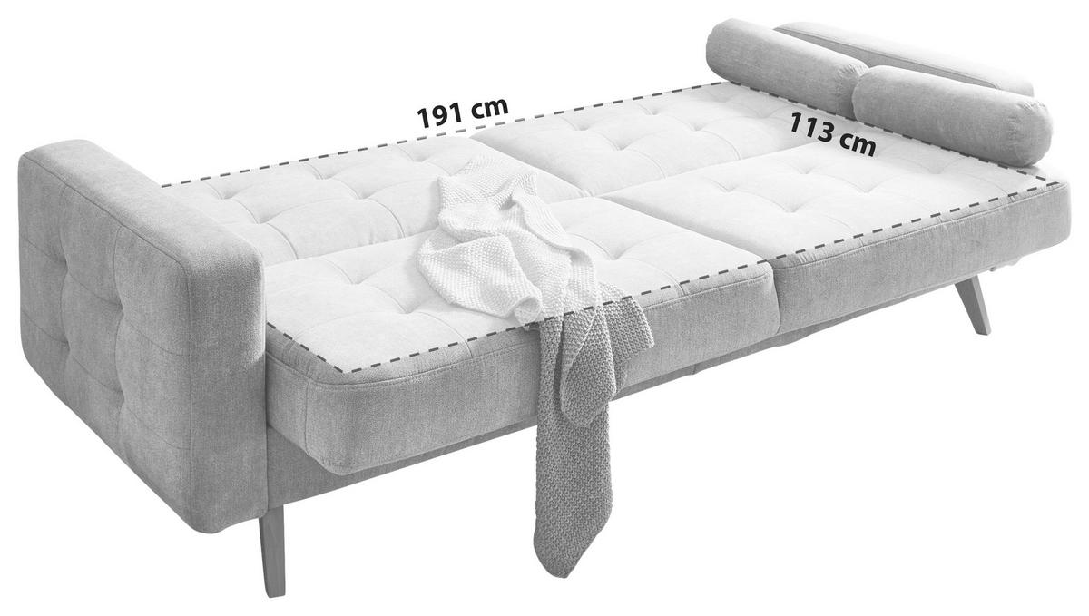 SCHLAFSOFA Mikrovelours Grau  - Schlammfarben/Eichefarben, MODERN, Holz/Textil (222/86/90cm) - MID.YOU