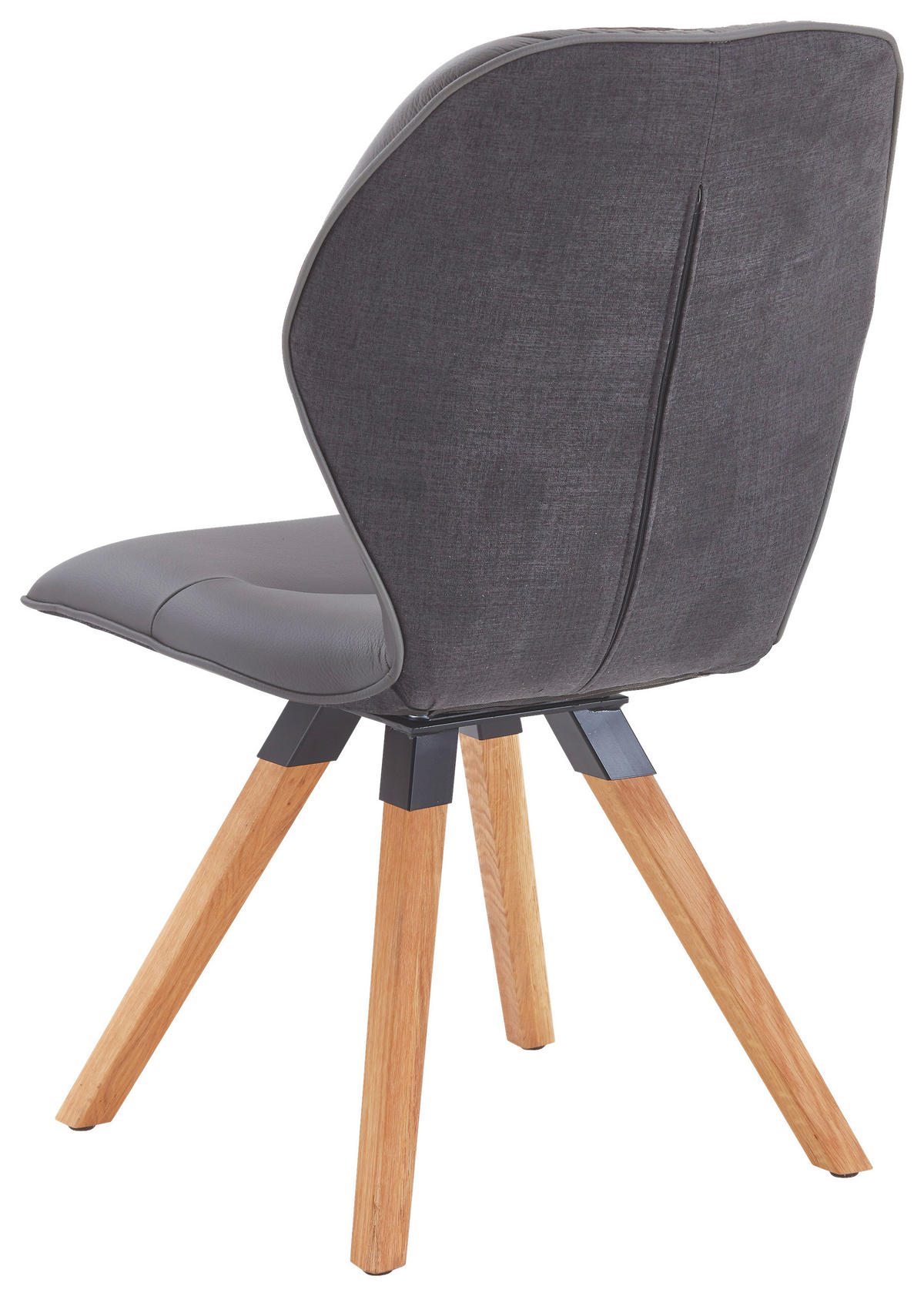 STUHL Echtleder Graphitfarben, Grau  - Wildeiche/Graphitfarben, Design, Leder/Holz (62/91/59cm) - Valdera