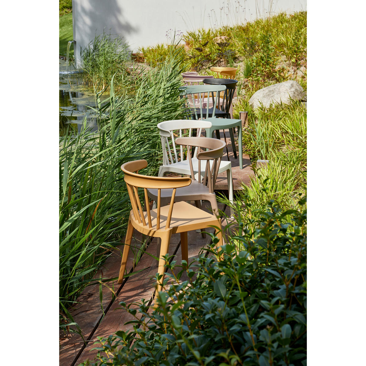 GARTENSTUHL-SET Kunststoff, Naturmaterialien Lachsfarben  - Lachsfarben, MODERN, Naturmaterialien/Kunststoff (52/75/53cm) - Livetastic