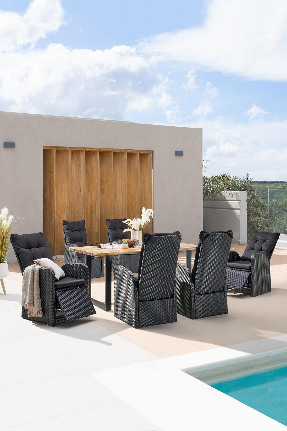 LOUNGESESSEL Schwarz Stahl  - Schwarz, MODERN, Kunststoff/Textil (57/105/73cm) - Ambia Garden