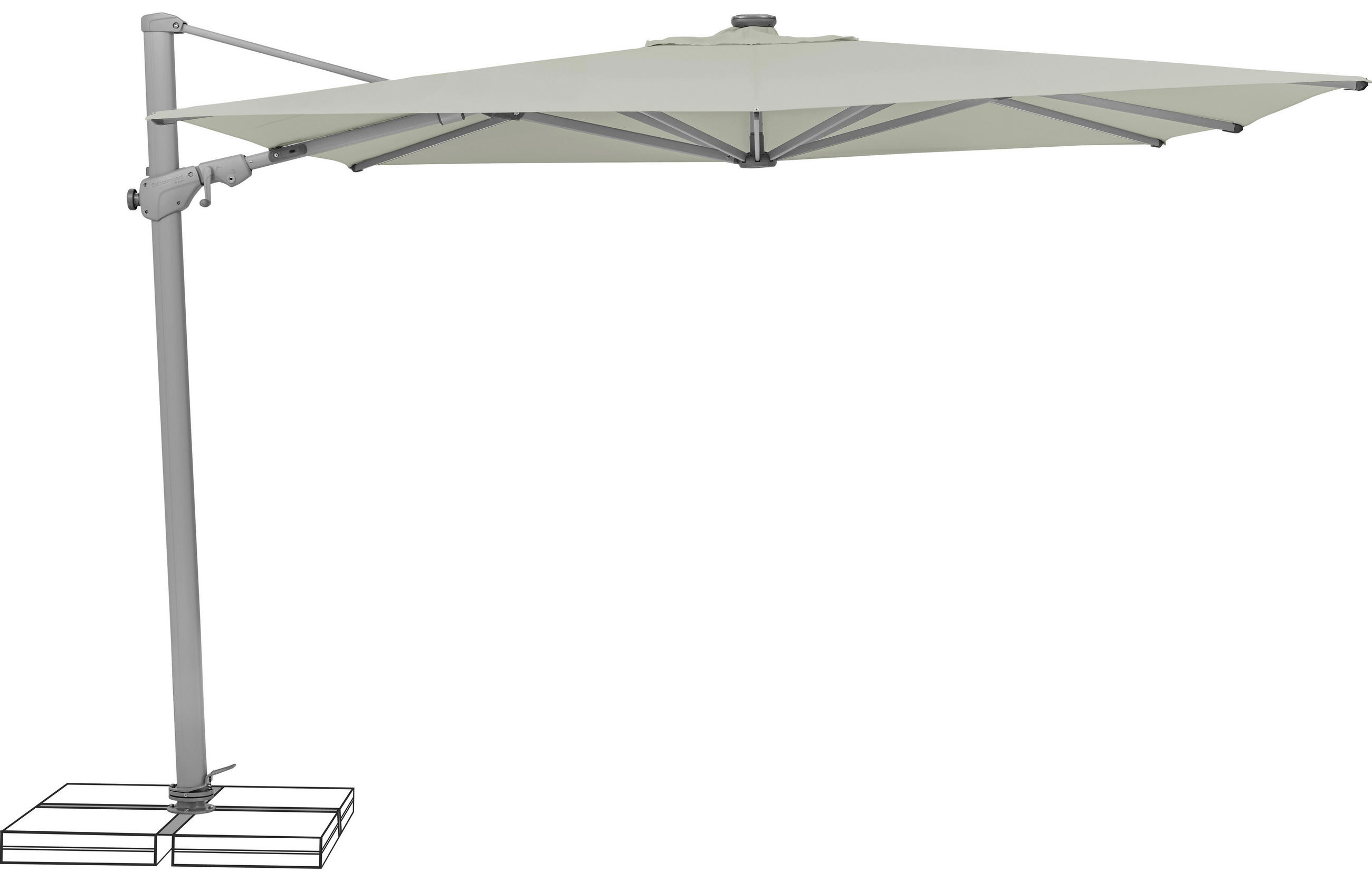 AMPELSCHIRM 300 cm  - Silberfarben/Hellgrau, Basics, Textil/Metall (300/300cm) - Suncomfort by Glatz
