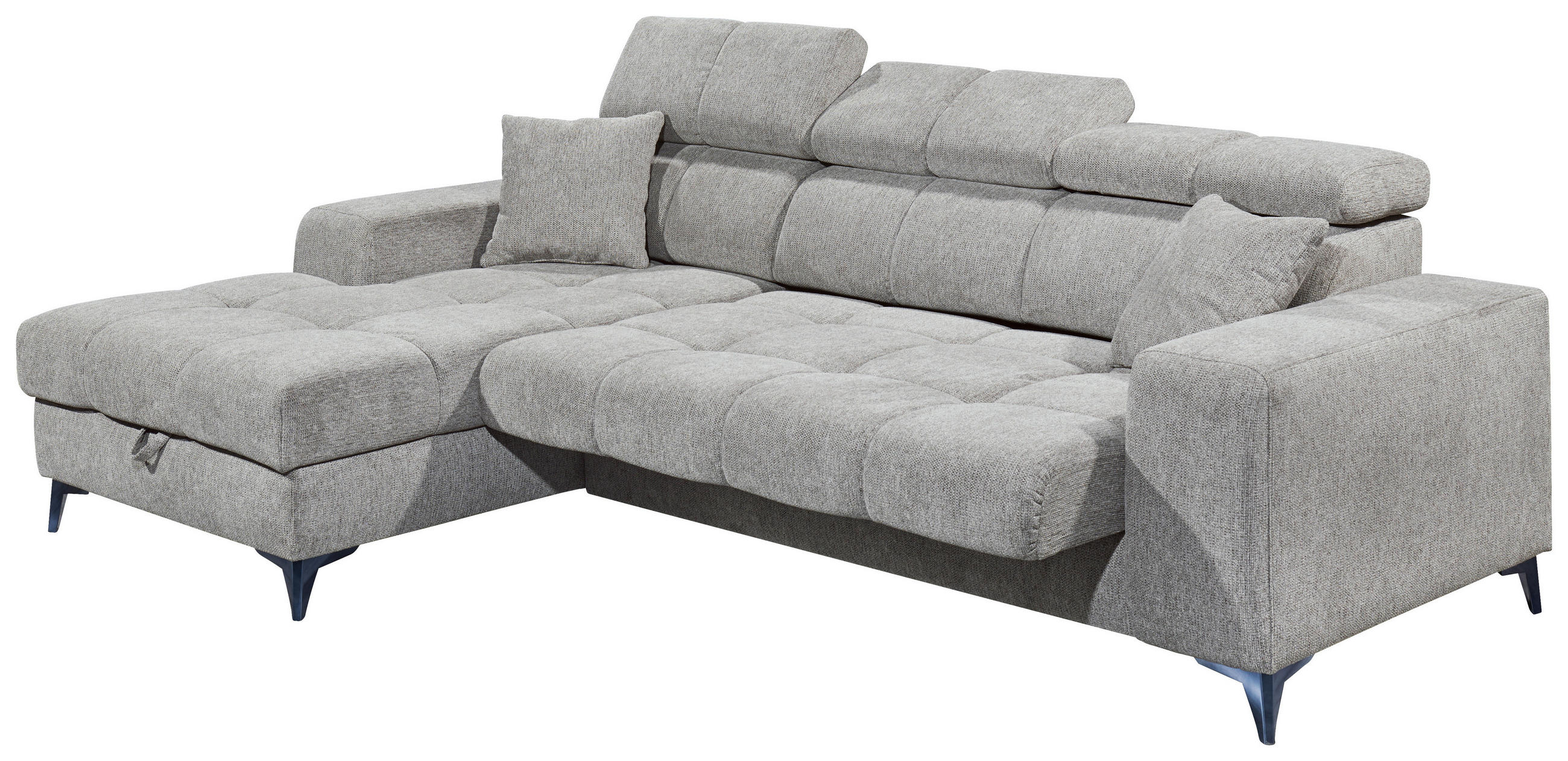 ECKSOFA Hellgrau Chenille  - Hellgrau/Schwarz, KONVENTIONELL, Kunststoff/Textil (172/268cm) - Carryhome
