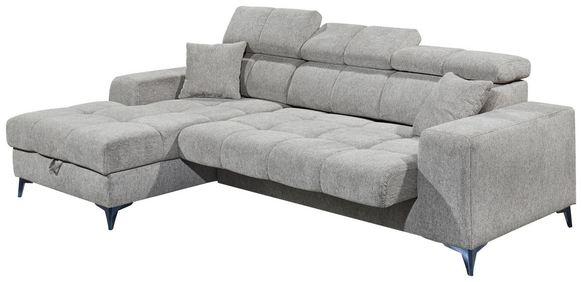 ECKSOFA Hellgrau Chenille  - Hellgrau/Schwarz, KONVENTIONELL, Kunststoff/Textil (172/268cm) - Carryhome