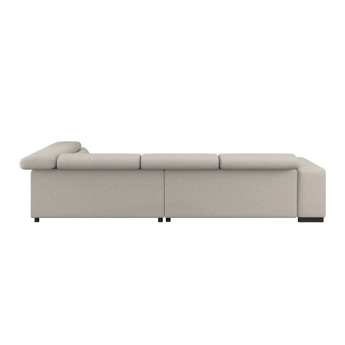 ECKSOFA MATERA Beige Chenille, Struktur Nierenkissen, Kopfteilverstellung, Sitzvorzug  - Beige/Schwarz, Trend, Holz/Textil (311/226cm) - MID.YOU