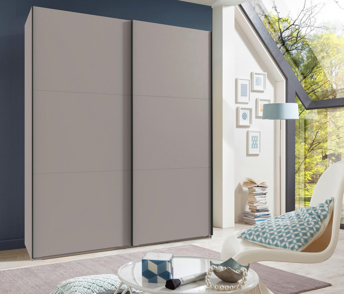 SCHWEBETÜRENSCHRANK 150/216/65 cm 2-türig Sahara  - Schwarz/Sahara, MODERN, Holzwerkstoff/Metall (150/216/65cm) - MID.YOU