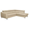 ECKSOFA in Lederlook Echtleder Beige  - Chromfarben/Beige, Design, Leder/Textil (245/208cm) - Livetastic