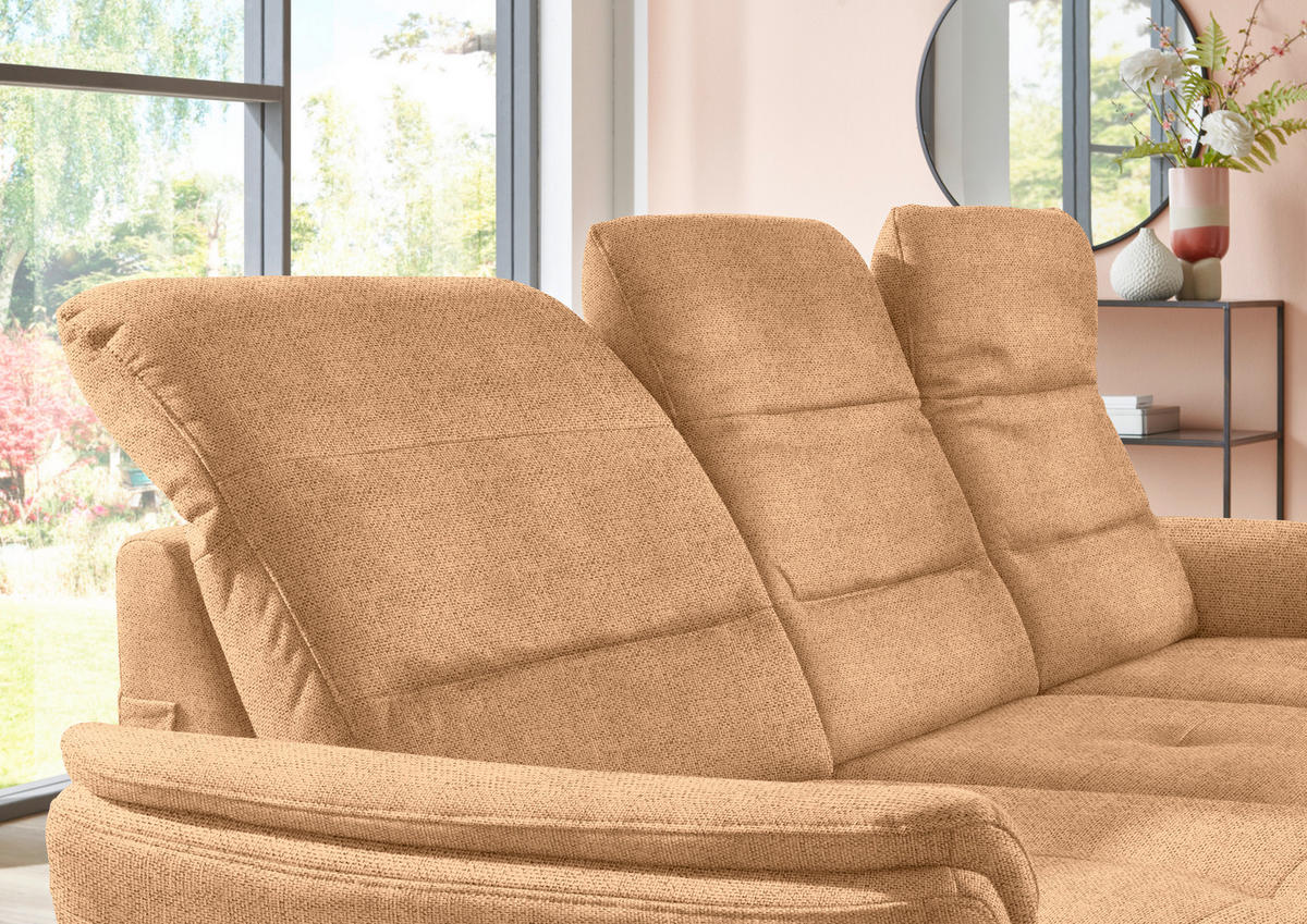 ECKSOFA in Flachgewebe Currygelb  - Currygelb/Schwarz, Konventionell, Textil/Metall (181/260cm) - Beldomo Speed