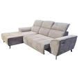 ECKSOFA Taupe Cord  - Taupe/Schwarz, KONVENTIONELL, Textil/Metall (196/290cm) - Carryhome