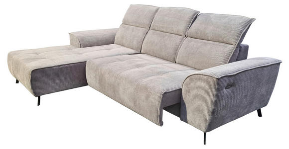 ECKSOFA Taupe Cord  - Taupe/Schwarz, KONVENTIONELL, Textil/Metall (196/290cm) - Carryhome