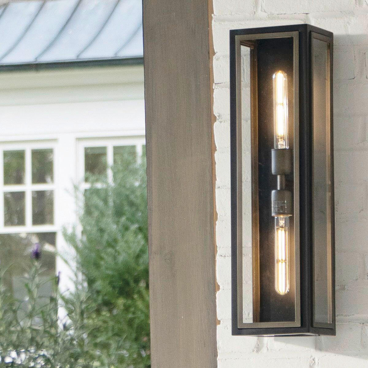 WANDLEUCHTE Shaw 61/15,9/17,1 cm  - Schwarz/Bronzefarben, KONVENTIONELL, Glas/Metall (61/15,9/17,1cm) - Elstead Lighting