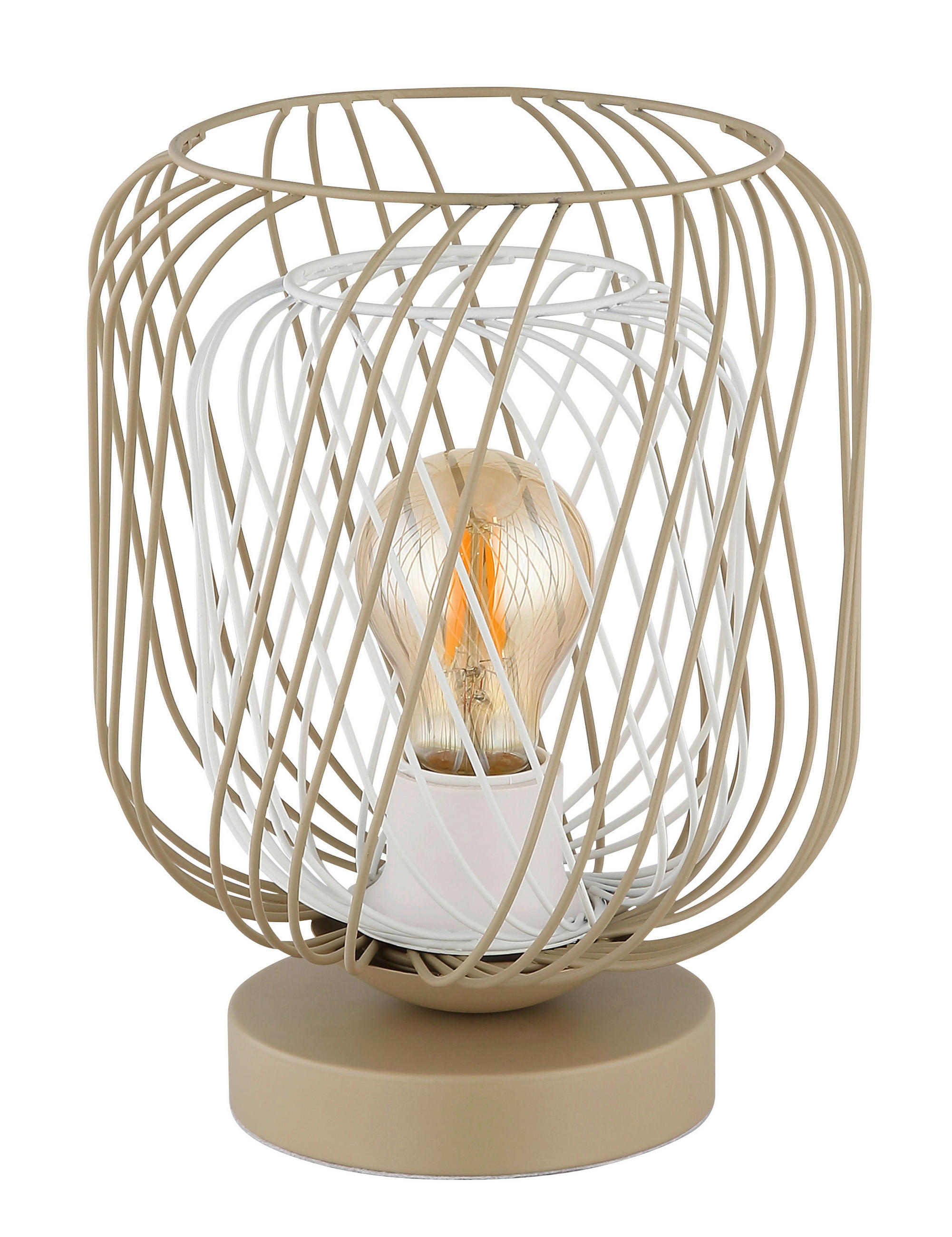 TISCHLEUCHTE 18/24,5 cm   - Sandfarben/Weiß, Basics, Kunststoff/Metall (18/24,5cm) - Globo