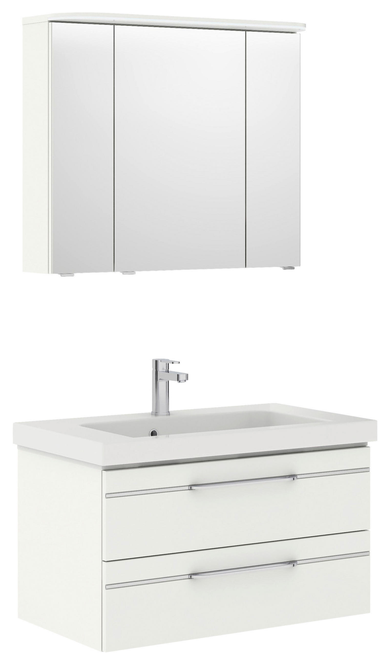 BADEZIMMER 3-teilig  in 92 cm  - Chromfarben/Weiß Hochglanz, KONVENTIONELL, Glas/Holzwerkstoff (92cm) - Pelipal