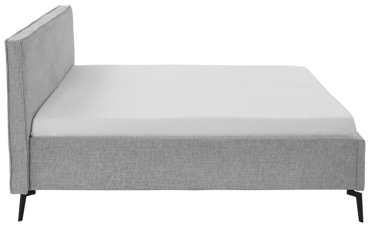 POLSTERBETT 160/200 cm  in Hellgrau  - Hellgrau/Schwarz, Design, Textil/Metall (160/200cm) - home24