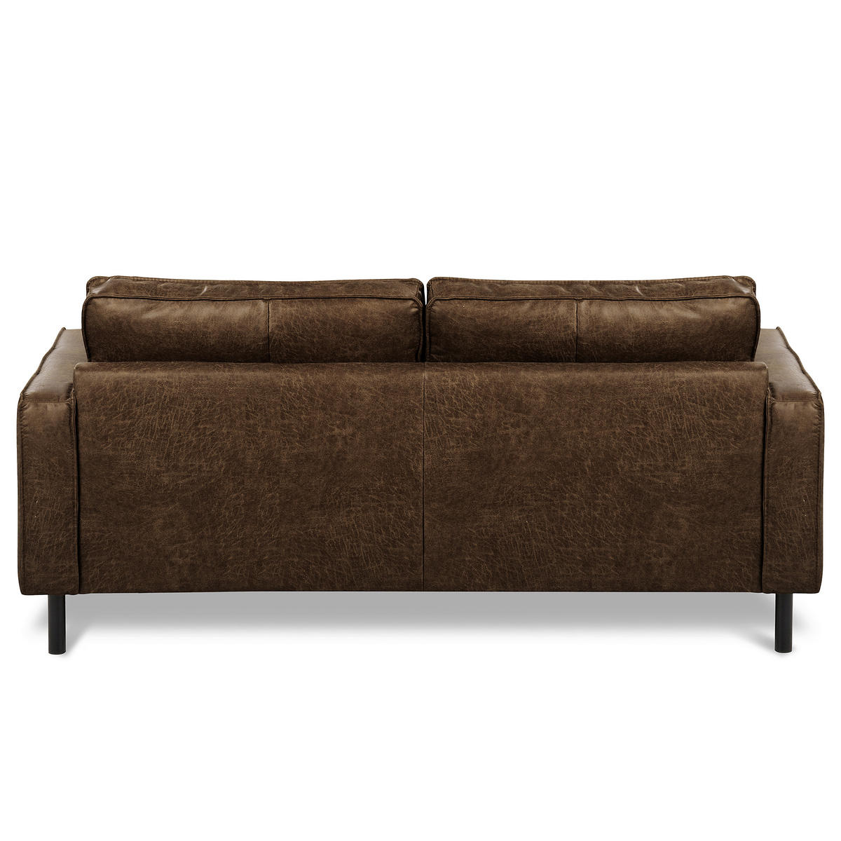 3-SITZER-SOFA Echtleder Lederlook Dunkelbraun  - Dunkelbraun/Schwarz, Design, Leder/Textil (188/85/92cm) - Livetastic