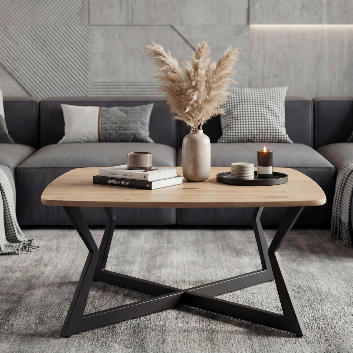 COUCHTISCH 75/75/40 cm quadratisch Braun  - Schwarz/Braun, Design, Holzwerkstoff/Metall (75/75/40cm) - Livetastic