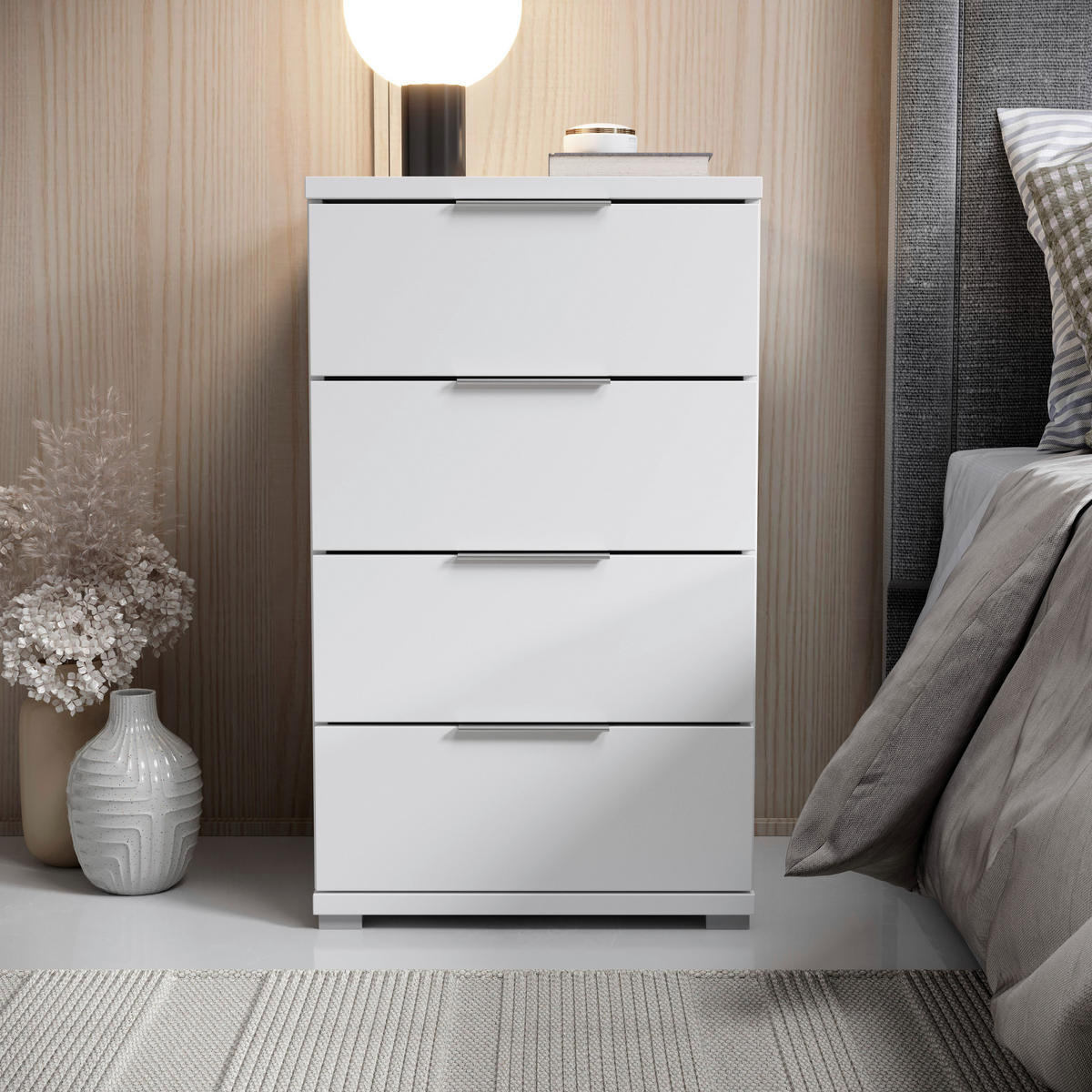 NACHTSCHRANK 46/79/42 cm  - Alufarben/Weiß, KONVENTIONELL, Holzwerkstoff/Kunststoff (46/79/42cm) - Boxxx