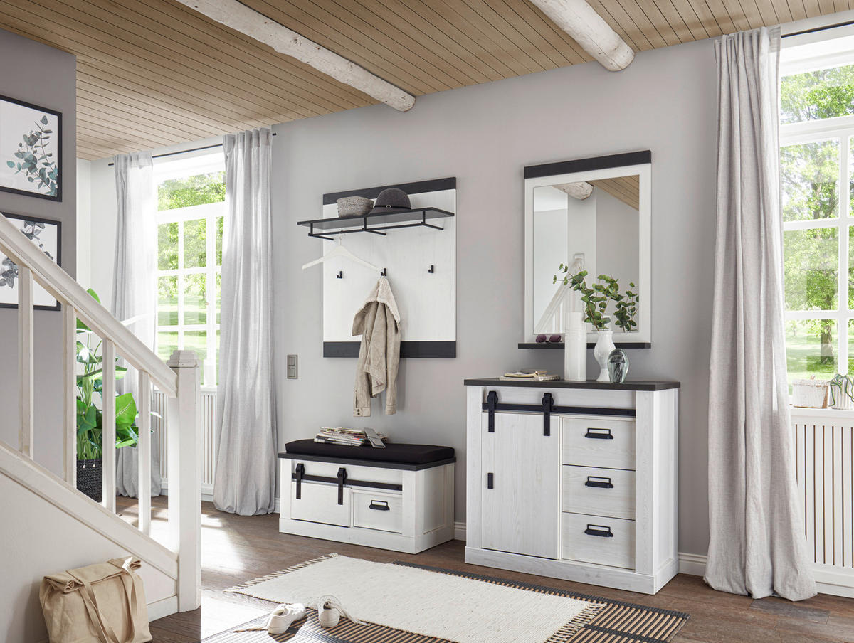 GARDEROBE 5-teilig  in 206/200/43 cm  - Anthrazit/Weiß, Design, Glas/Holzwerkstoff (206/200/43cm) - Modante