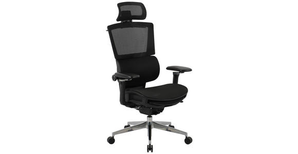 DREHSTUHL  in Netzbespannung Schwarz  - Schwarz/Alufarben, KONVENTIONELL, Kunststoff/Textil (70,5/114/130/66,5cm) - Novel