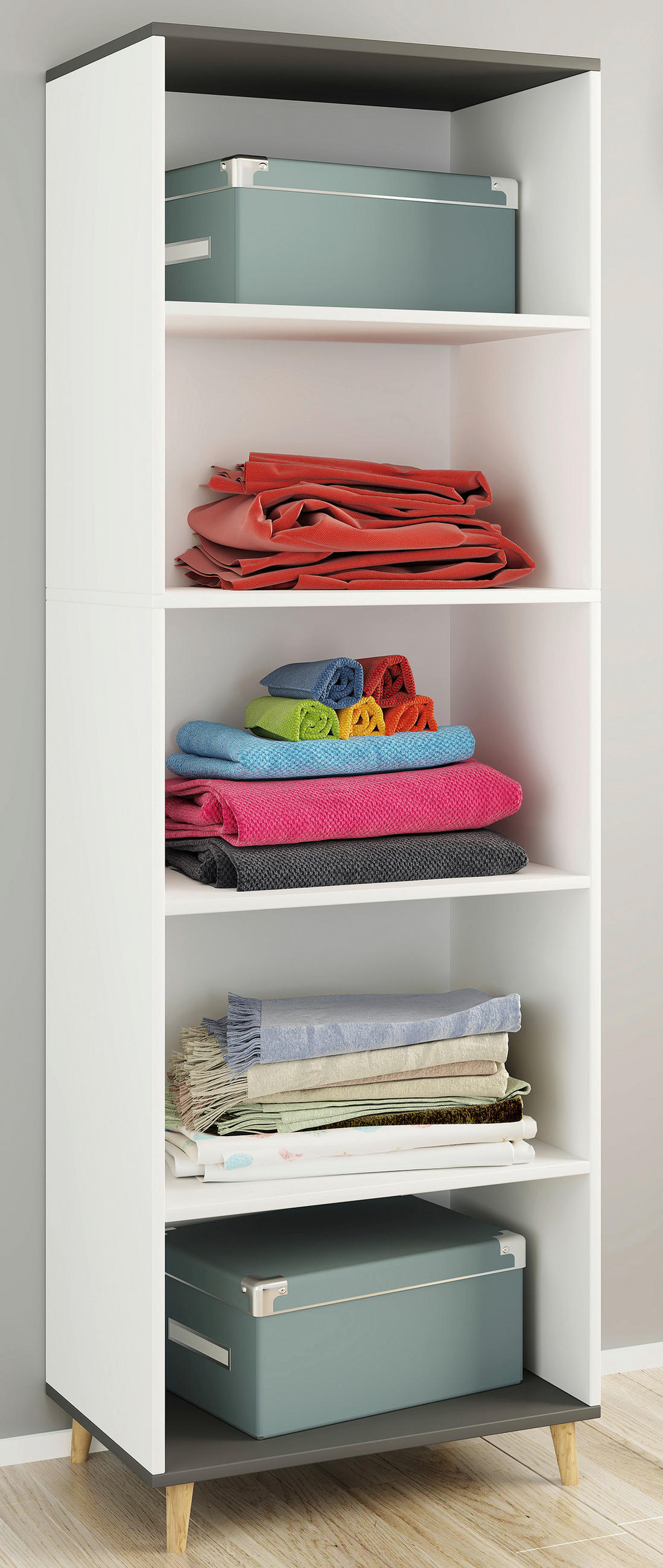 HYLLA i 60/184/31 cm antracit, vit  - vit/antracit, Modern, trämaterial (60/184/31cm) - MID.YOU