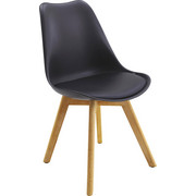STUHL Lederlook Kautschukholz massiv Schwarz, Eichefarben - Eichefarben/Schwarz, LIFESTYLE, Holz/Textil (48/84/53cm) - Xora