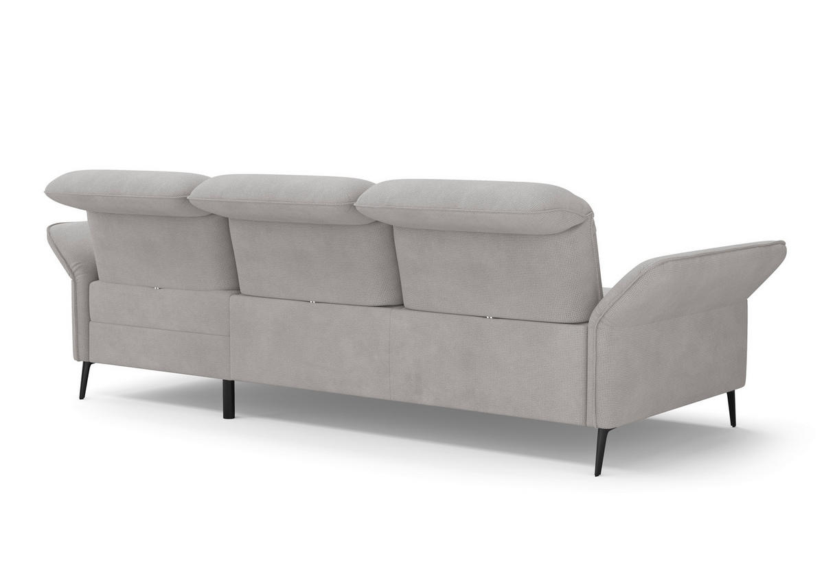 ECKSOFA in Flachgewebe Silberfarben  - Silberfarben/Schwarz, Konventionell, Textil/Metall (264/198cm) - Sit & More