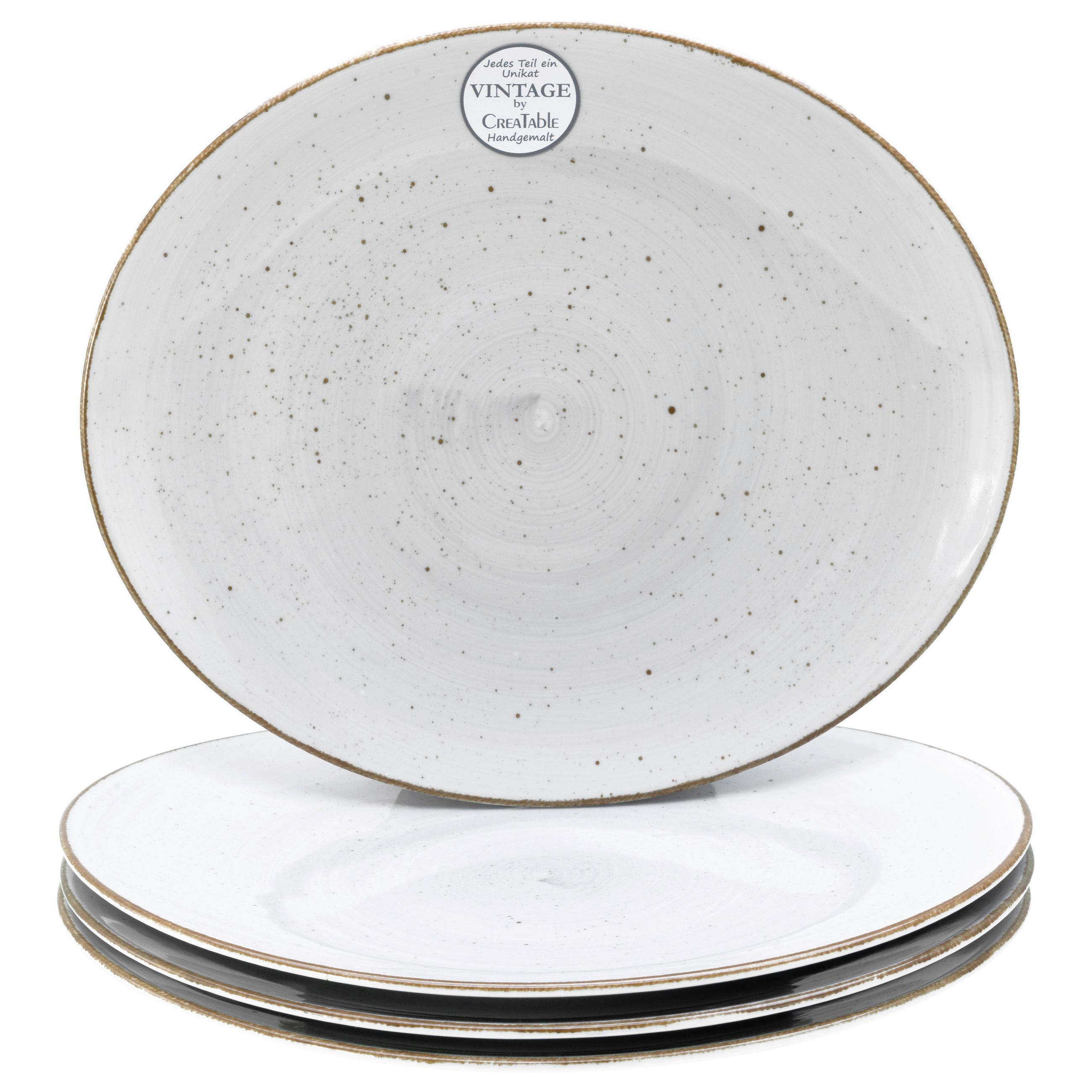 STEAKTELLERSET Vintage Nature Weiss 4-teilig  - Grauweiß, Basics, Keramik - Creatable