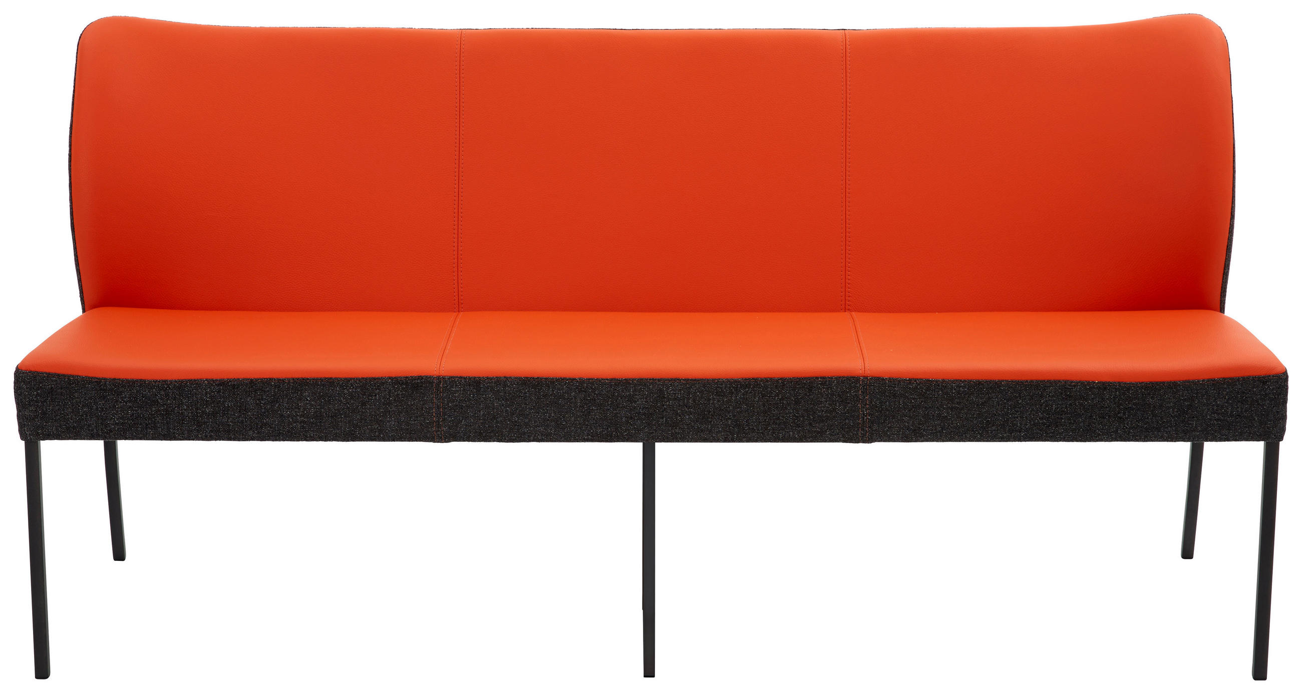 SITZBANK 300/89/65 cm Webstoff Kombination Echtleder/Stoff Anthrazit, Orange Metall  - Anthrazit/Orange, Design, Leder/Textil (300/89/65cm) - Bert Plantagie