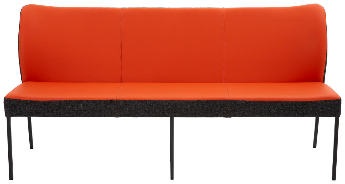 SITZBANK 300/89/65 cm  in Anthrazit, Orange  - Anthrazit/Orange, Design, Leder/Textil (300/89/65cm) - Bert Plantagie