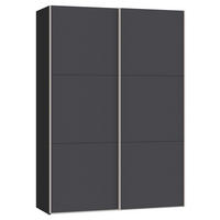 SCHWEBETÜRENSCHRANK 152/215/65 cm 2-türig Anthrazit, Schwarz  - Edelstahlfarben/Anthrazit, Design, Holzwerkstoff (152/215/65cm) - Boxxx