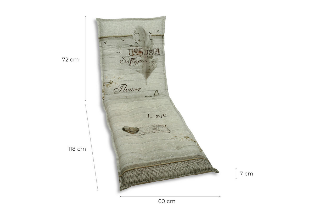 LIEGENAUFLAGE Federn  - Beige/Schwarz, Basics, Textil (60/7/190cm)