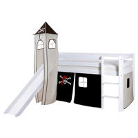 SPIELBETT Absturzsicherung, Leiter, Rutsche, Turm, Vorhang 90/200 cm  in Schwarz, Weiß  - Schwarz/Weiß, Natur, Holz (90/200cm) - Livetastic