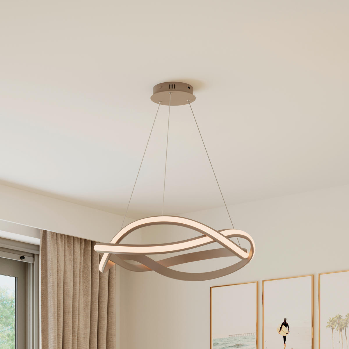 LED-HÄNGELEUCHTE Infinity 55/150 cm  - Cappuccino, Design, Kunststoff/Metall (55/150cm) - Novel