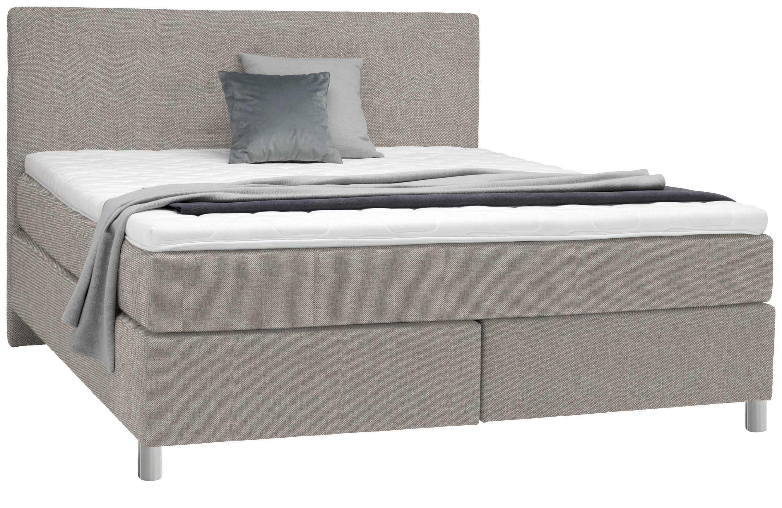 BOXSPRINGBETT 180/200 cm  in Greige  - Chromfarben/Greige, KONVENTIONELL, Kunststoff/Textil (180/200cm) - Voleo