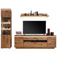 WOHNWAND 3-teilig  in Grau, Eichefarben  275/204/50 cm  - Eichefarben/Anthrazit, Natur, Glas/Holz (275/204/50cm) - Linea Natura