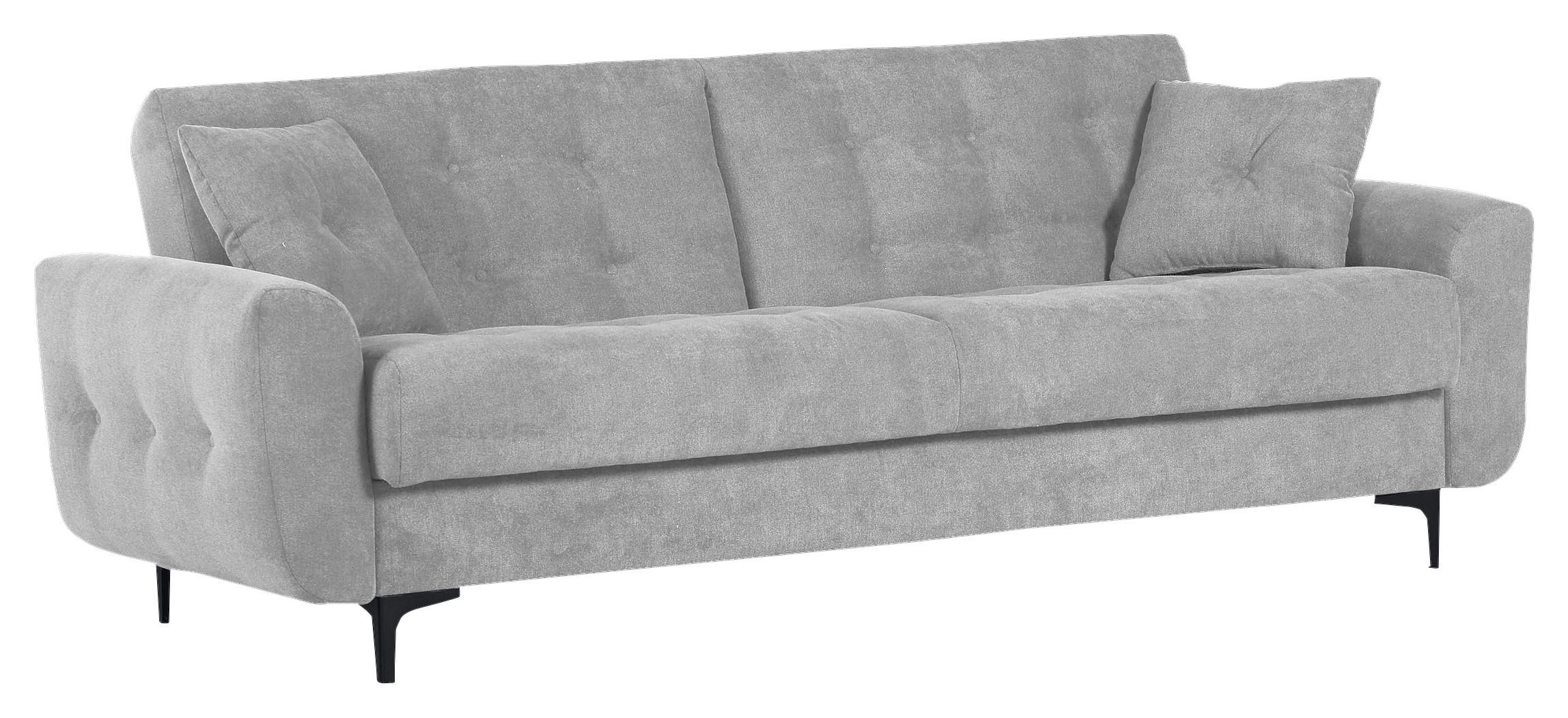 BÄDDSOFFA i flatväv ljusgrå  - ljusgrå/svart, Klassisk, metall/textil (230/84/95cm) - Livetastic