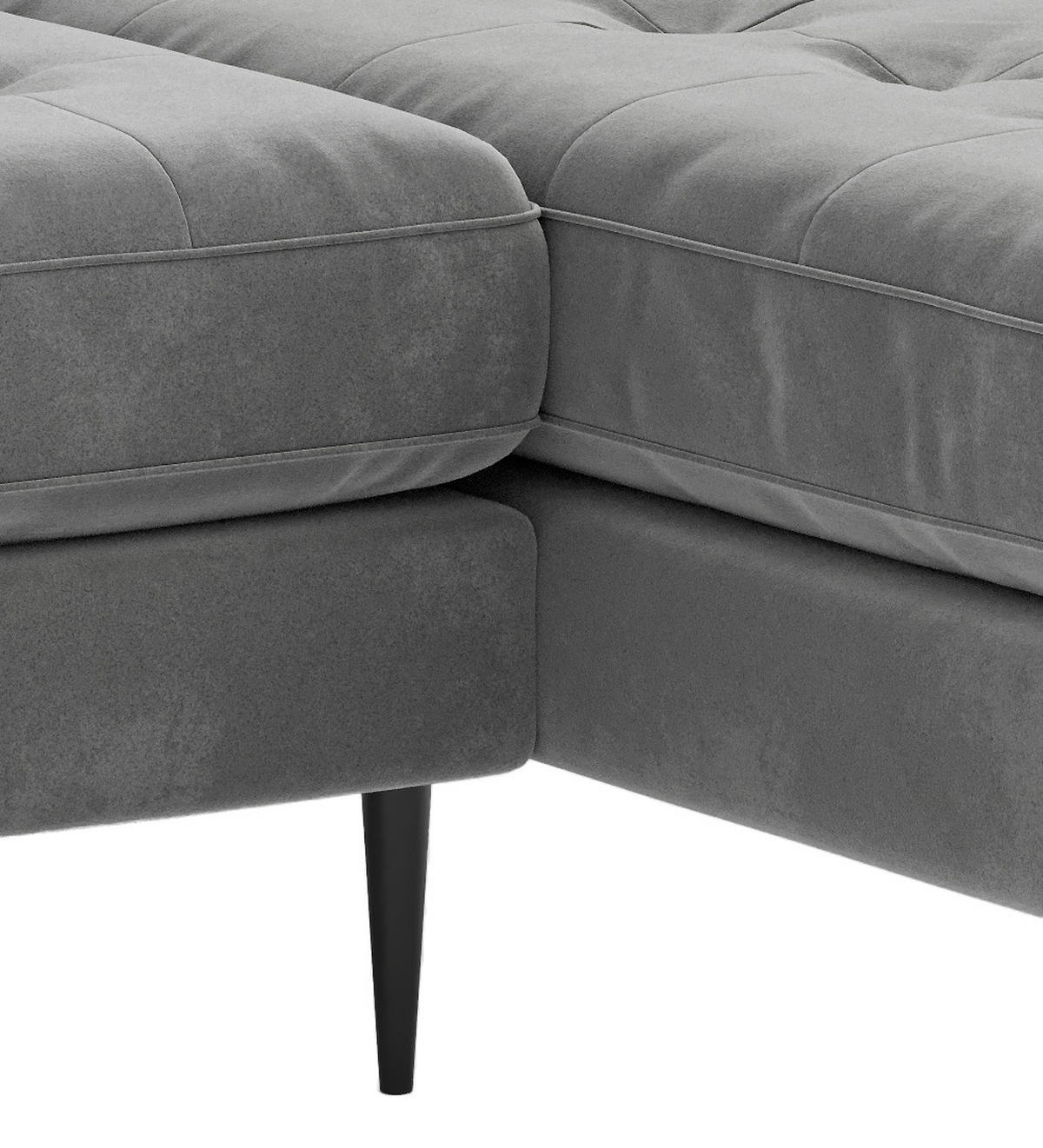 ECKSOFA in Flachgewebe Blaugrau  - Edelstahlfarben/Anthrazit, Design, Textil/Metall (259/205cm) - Livetastic