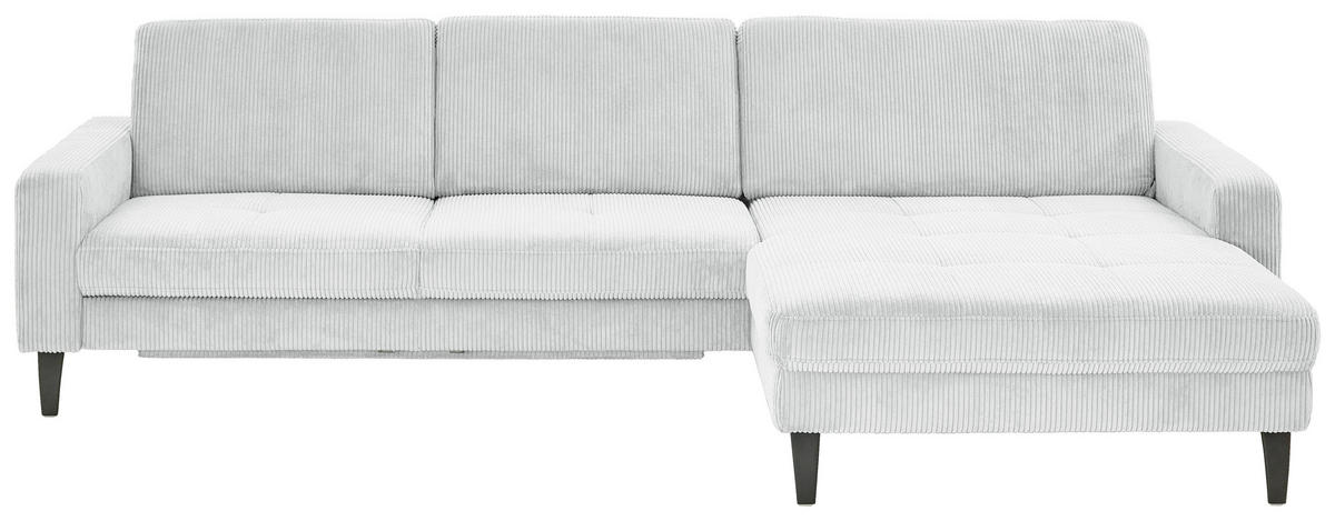 ECKSOFA in Cord Silberfarben  - Silberfarben/Schwarz, Modern, Textil/Metall (302/177cm) - Beldomo Style
