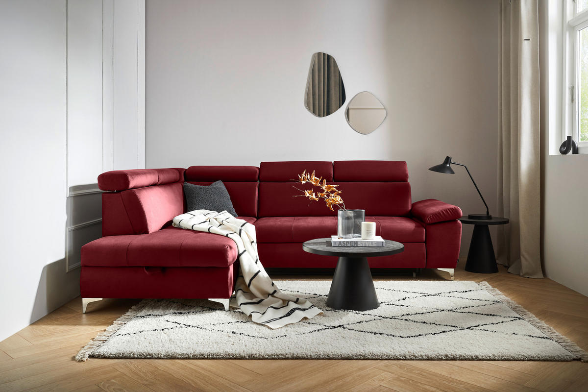 KUTNA GARNITURA tekstil  bordo   - bordo/boje kroma, Konvencionalno, tekstil/metal (206/271cm) - Carryhome