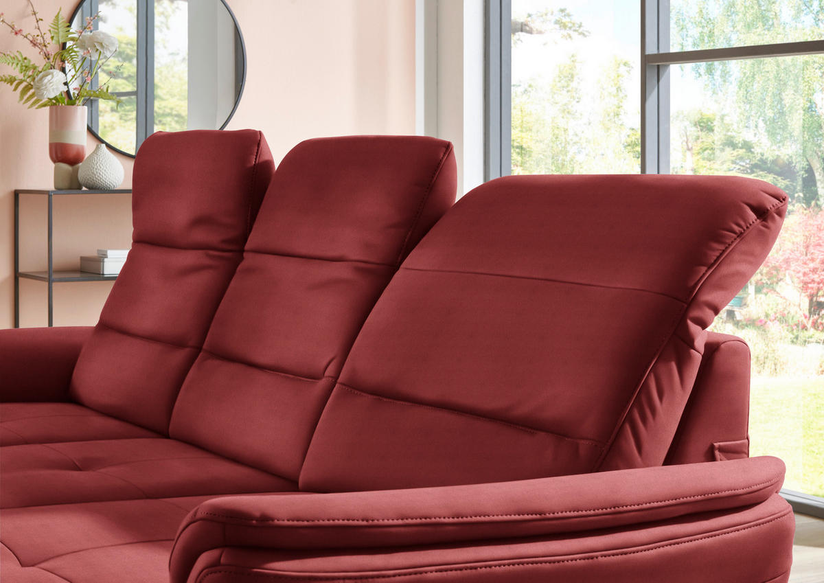 ECKSOFA in Flachgewebe Rot  - Rot/Schwarz, Konventionell, Textil/Metall (260/181cm) - Beldomo Speed