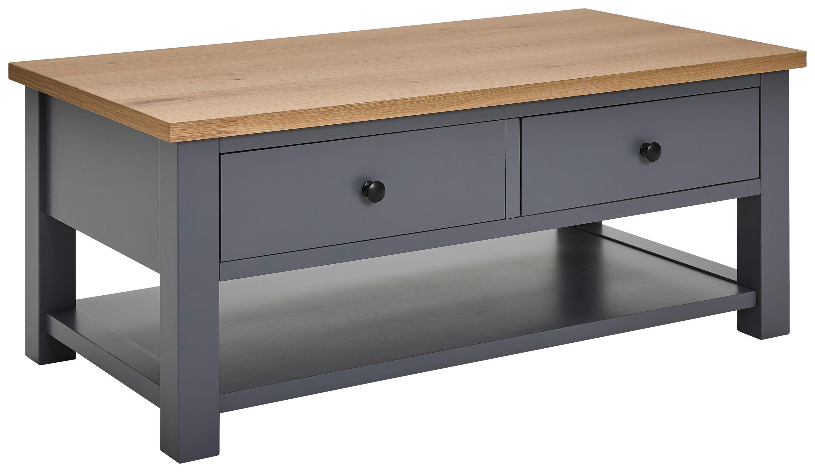 COUCHTISCH Eiche, Kiefer furniert, massiv rechteckig Naturfarben, Dunkelgrau  - Dunkelgrau/Silberfarben, LIFESTYLE, Holz/Holzwerkstoff (110/45/60cm) - MID.YOU