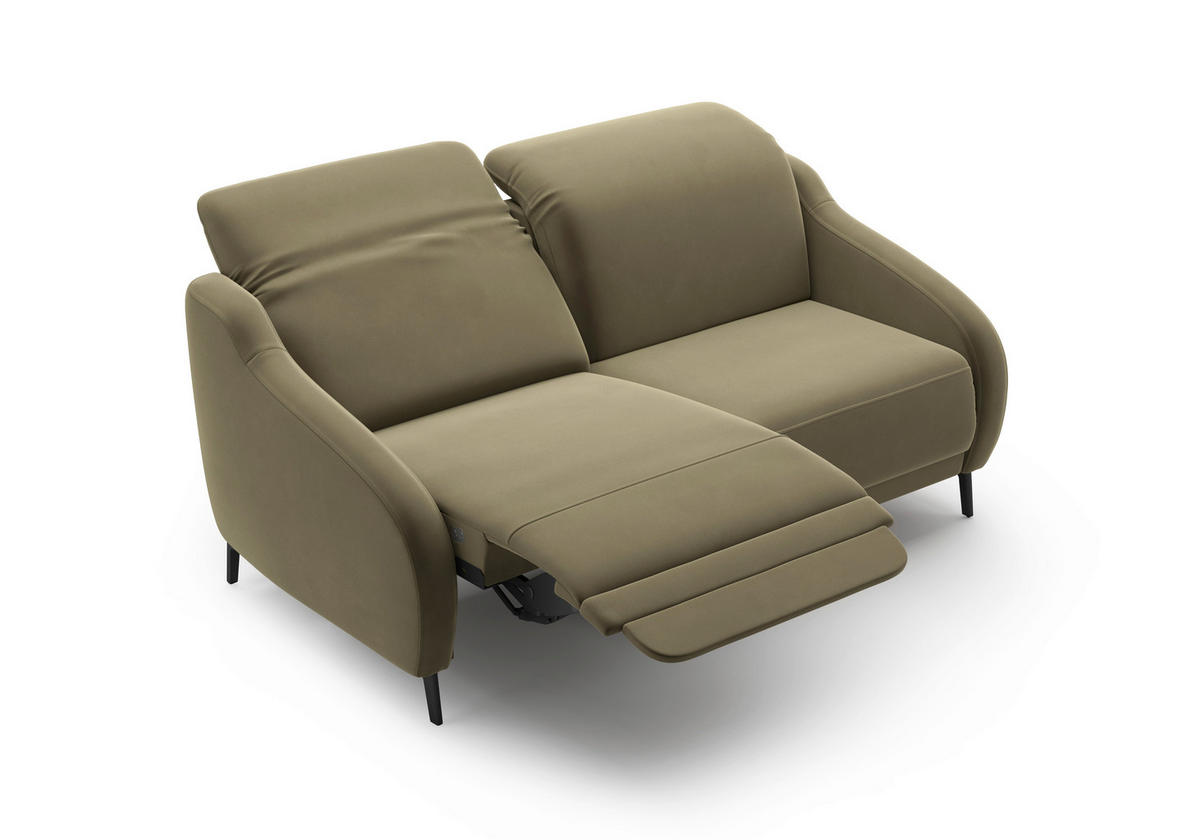 2,5-SITZER in Samt Olivgrün  - Schwarz/Olivgrün, MODERN, Textil/Metall (172/93/104cm) - Sit & More